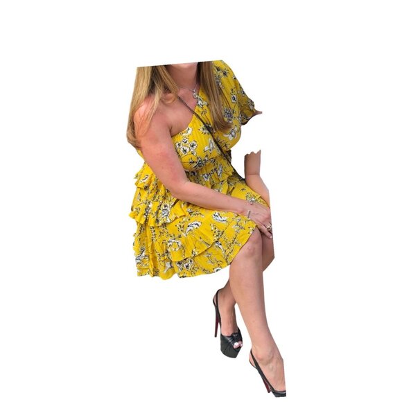 Skylar + Madison 1 Shoulder Ruffled Mini Dress, size large - Picture 2 of 11